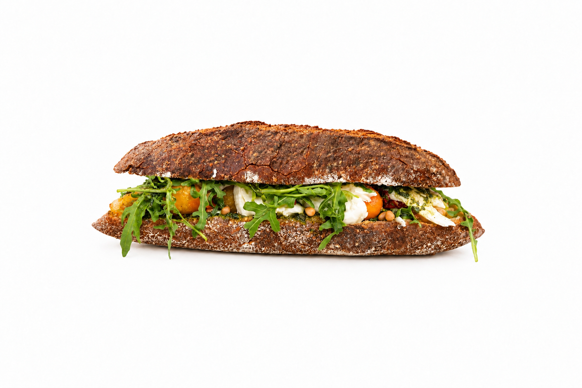 Sandwich Mozza Pesto baguette céréales