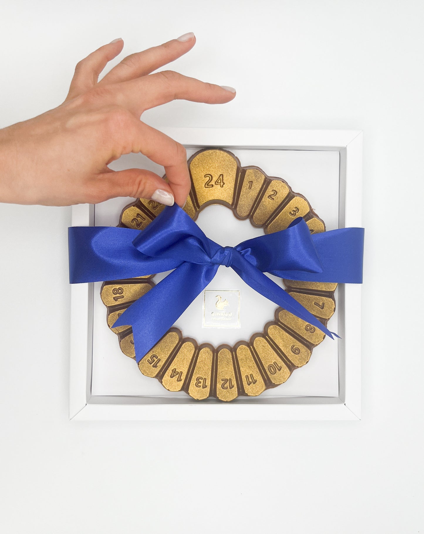 Calendrier chocolat lait fourré praliné pistache